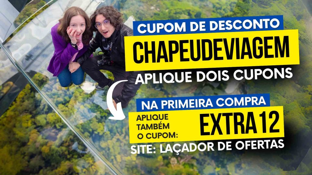 desconto skyglass cupom CHAPEUDEVIAGEM passarela de vidro em canela plataforma de vidro